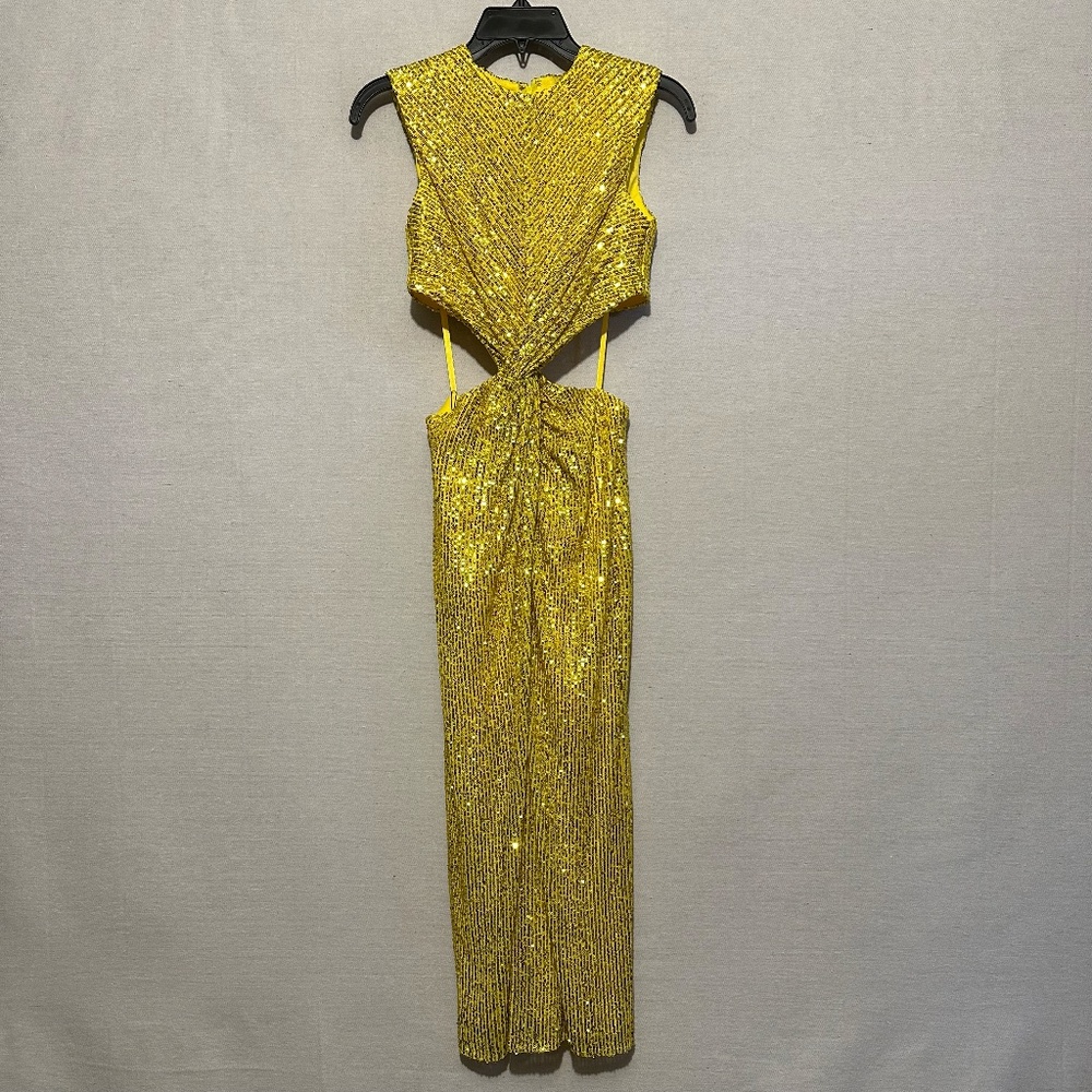 NWT Ieena for Mac Duggal Sequin Front Twist Cut Out Sheath Dress - size 0 - Picture 4 of 7